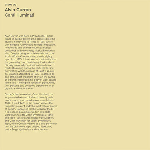 Alvin Curran – Canti Illuminati (2019 - ITALY - MINT) - USED vinyl