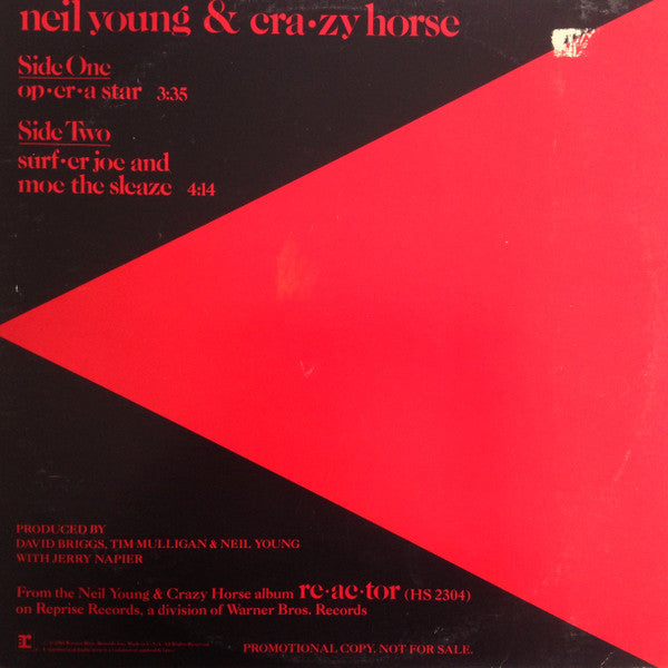 Neil Young & Crazy Horse - Opera Star.Surfer Joe And Moe The Sleaze (1981 - USA - 12" - VG+) - USED vinyl