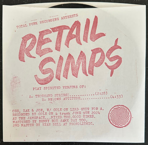 Retail Simp$ – Thousand Stairs / My Own Attitude (7") - new vinyl