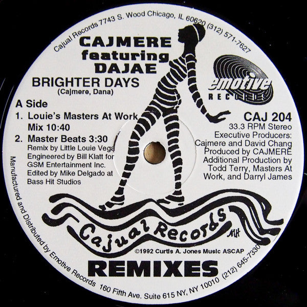 Cajmere Featuring Dajae – Brighter Days (Remixes)(1992 - USA - VG+ - 12") - USED vinyl
