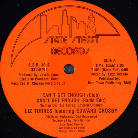 Liz Torres Featuring Edward Crosby – Can't Get Enough (1987 - USA - VG) - USED vinyl