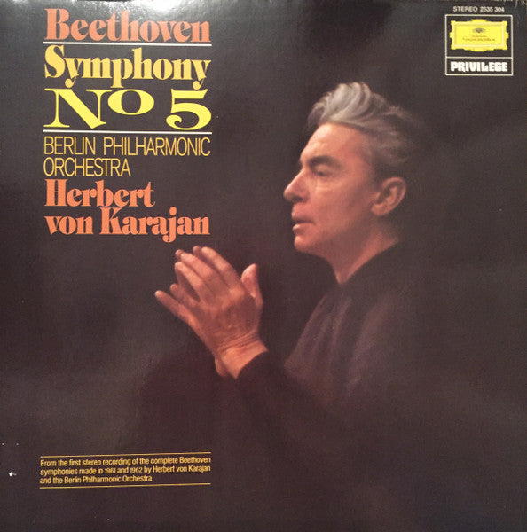 Beethoven - Berlin Philharmonic Orchestra Herbert von Karajan – Symphony No.5 C Minor, Op. 67 (Germany - Near Mint) - USED vinyl