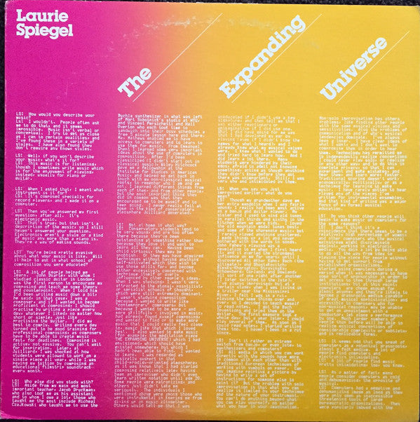 Laurie Spiegel ‎– The Expanding Universe (EXPANDED 3LP EDITION) - new vinyl